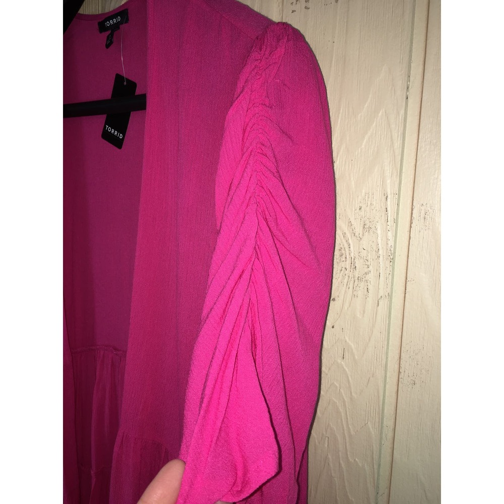 Torrid Swim Cover Up Cardigan Womens 1X 14W 16W Crinkle Gauze Beach Boho Ruffles - Picture 6 of 12
